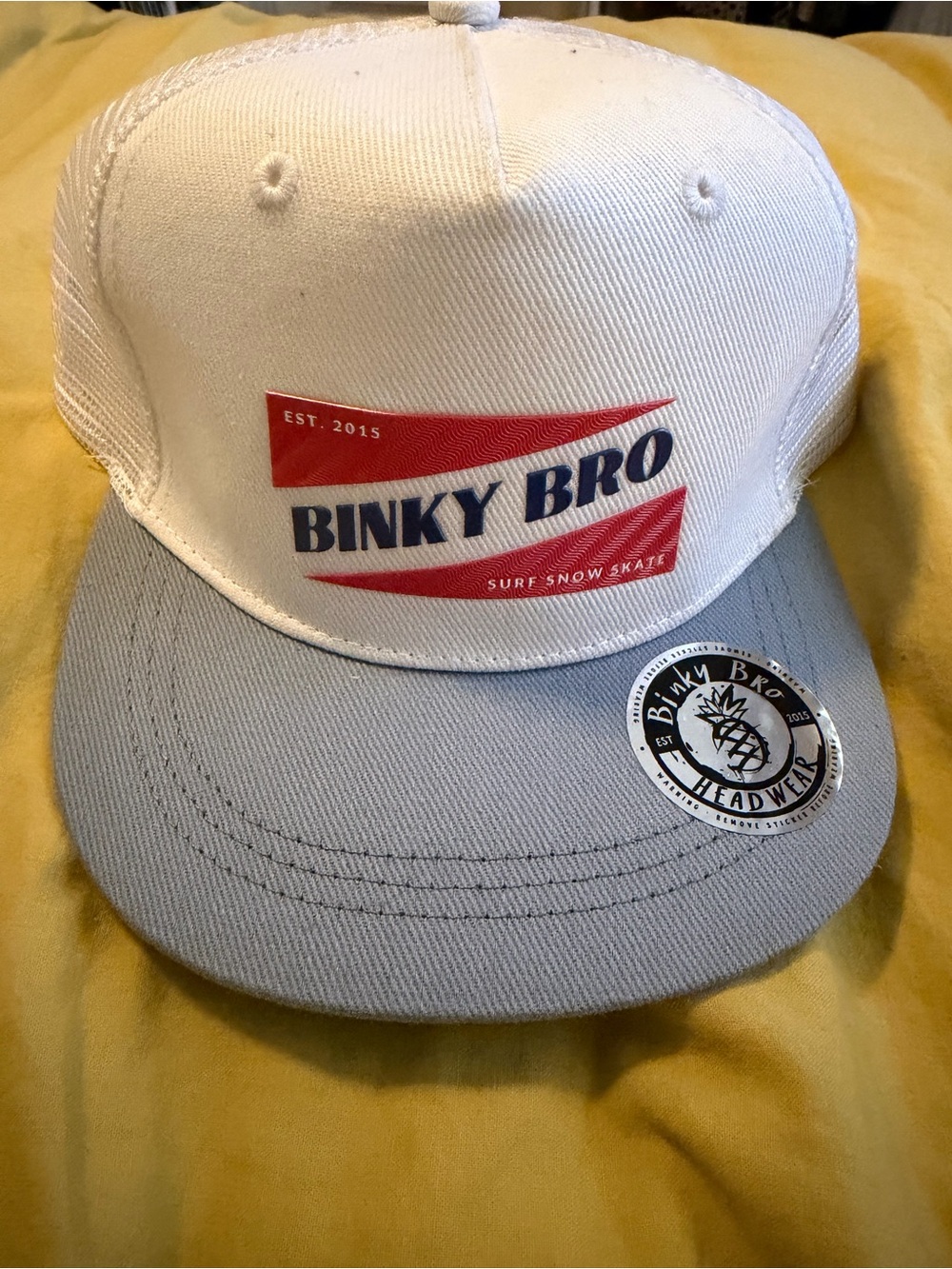 **NWT** Binky Bro- White & Light Gray Logo Trucker Hat